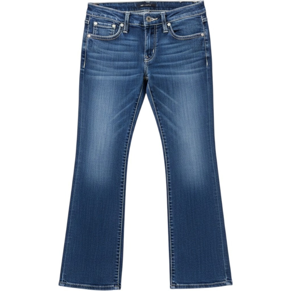 Big Star Bootcut Jeans Women 28R Blue Excellent Thick Stitch Flap Pocket Denim